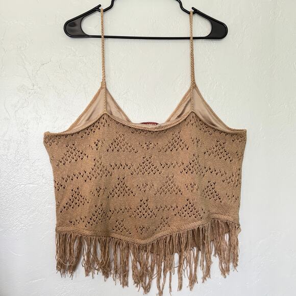 Shyanne Women's Hankie Hem Fringe Sweater Tank Top Western Crotchet Top Size XL - Picture 3 of 7
